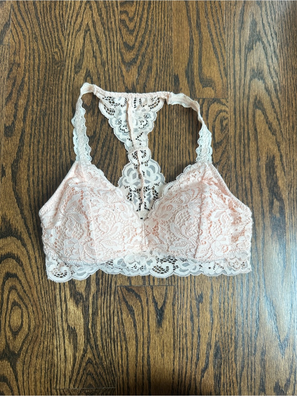 Light Pink Padded Lace Crossback Bralette